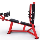 Heavy-duty frame and barbell supports on the Hammer Force Pro Olympic Decline Bench