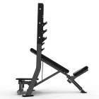 Hammer Force Pro Olympic Incline Bench with integrated barbell supports