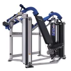 Independent dual-arm overhead pressing movement on a Hammer Force Pro shoulder press machine