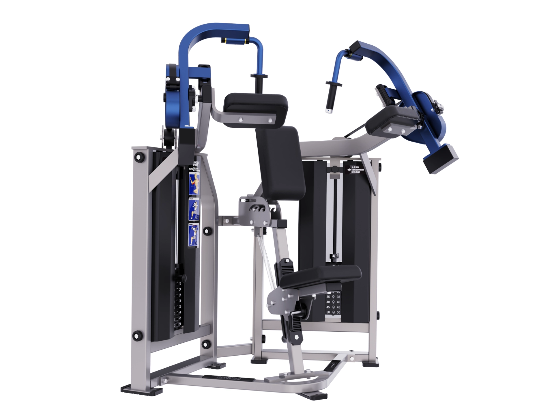 Independent dual-arm triceps extension movement on a Hammer Force Pro machine